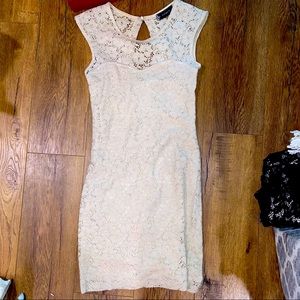 Katwalk Crochet Lace Mini Dress in Cream (Size S)
